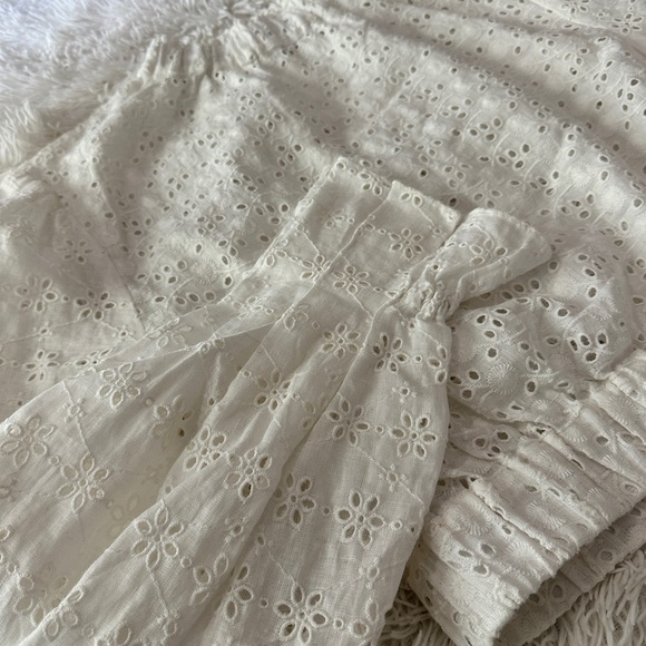 AllSaints Luna Broderie Eyelet Embroidered Linen Cotton Top White Size 6 - Picture 12 of 16